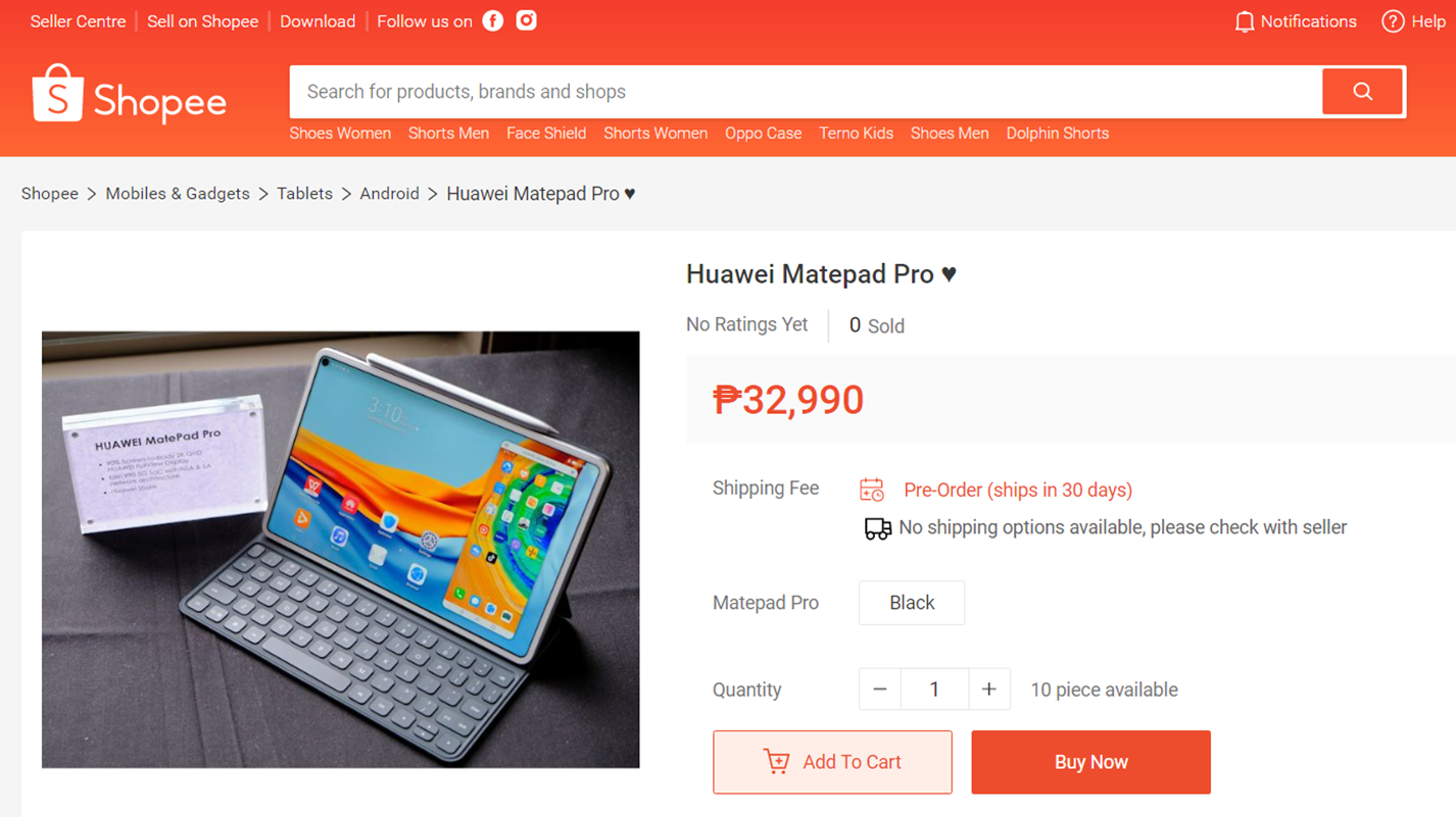 Huawei tablet on Shopee