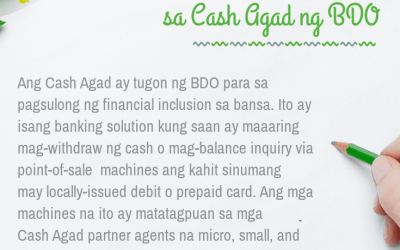 Mabilis at malapit mag-withdraw sa Cash Agad ng BDO