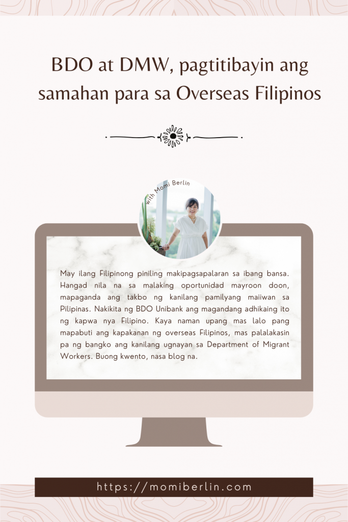 BDO at DMW, pagtitibayin ang samahan para sa Overseas Filipinos